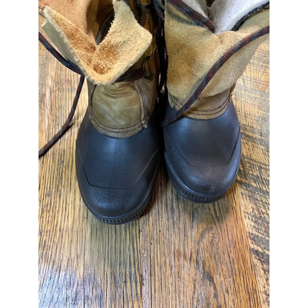 Vintage Sorel Badger Leather Winter Boots Made in Canada Brown Womens Size 6 Ski